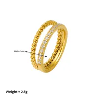 Cincin Zirkon Lapis Ganda Desain Jepang Korea Elegan, Ringan Mewah, Fashionable, dan Berkarakter untuk Anak-Anak, Bahan Stainless Steel