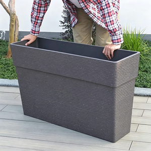 Jardinières rectangulaires en plastique léger, grandes, <span class=keywords><strong>pour</strong></span> l'extérieur, en résine écologique, durables, de haute qualité, pots à fleurs - Product Image 5