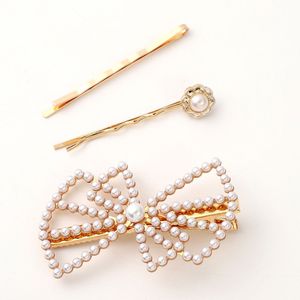 Pince à cheveux irrégulière ajourée avec nœud et perles, style coréen, pince latérale pour usage quotidien, en alliage, fabriquée en Chine - Product Image 3