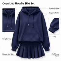 Nouvel ensemble pull à capuche ample et jupe plissée pour femme – Style sport décontracté haut de gamme pour l'automne