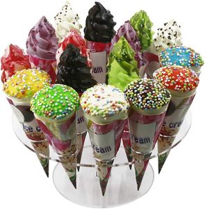 Rak Penyimpanan Kerucut Es Krim Akrilik Xinkeda Multi Grid, Penyangga Kerucut untuk Pesta, Toko <span class=keywords><strong>Dessert</strong></span>, Presentasi Prasmanan - Product Image 1