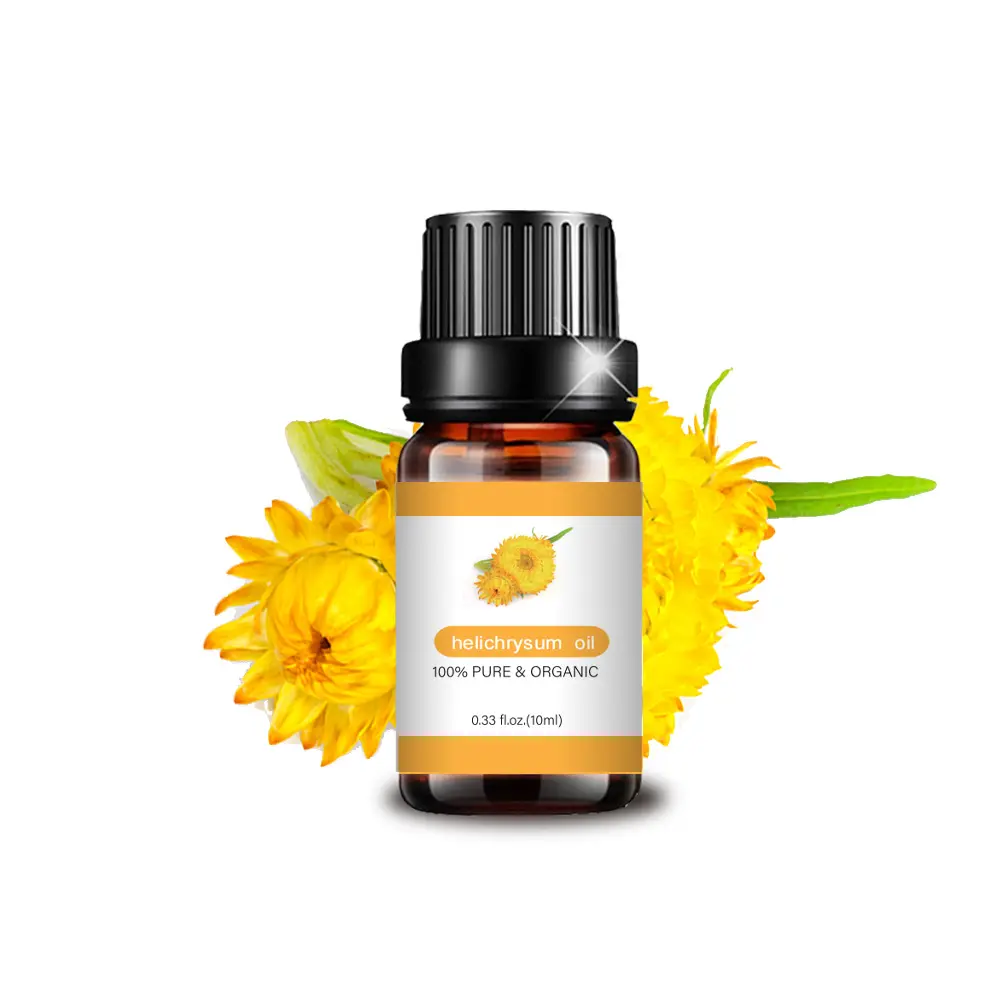 Fabricante de marca própria óleo essencial de helichrysum italicum para massagem corporal facial pura e suave