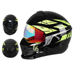 Casco de motocicleta abatible con estampado gráfico y visera de color, casco integral para adultos para montar en motocicleta de calle - Product Image 3