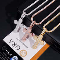 Luxe Fine Hip Hop Bijoux Glacé VVS Moissanite 925 En Argent Sterling Croix Forme Conception Charme Pendentif pour Hommes Rappeur Cadeaux