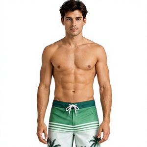 Shorts de bain personnalisés pour hommes, vente en gros, séchage rapide, style Hawaï, pour la plage et le surf, légers, respirants, avec poches et cordon de serrage - Product Image 1
