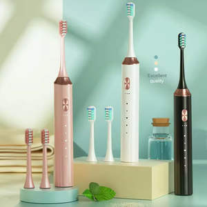 Brosse à dents sonique sans fil rechargeable par USB, étanche IPX7, pour adultes, avec poils doux et têtes de rechange pour le blanchiment des dents - Product Image 4