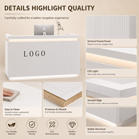 Comptoir de réception minimaliste blanc en gros avec éclairage LED pour salon de beauté, spa, magasin – Meuble de comptoir d'accueil personnalisé