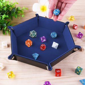 Hot Sell <b>Collapsible</b> Double Layer Pu Leather Hexagon Dice <b>Storage</b> Tray Portable Box For Dnd Tabletop Gaming - Product Image 5