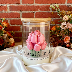 شمعة معطرة فاخرة الأكثر مبيعًا لعيد الحب 2026، شمعة زهور التوليب في كوب، شمعة من شمع الصويا والعطور في وعاء زجاجي مع صندوق هدايا - Product Image 6
