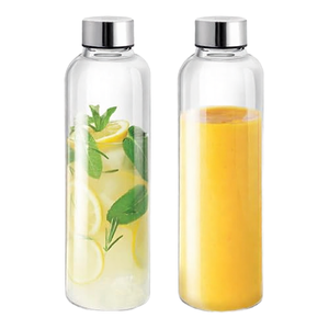 Wholesale Sublimation Blank clear Borosilicate Drinking Glass 500ml Glass Water Bottle with <b>Metal</b> Lid - Product Image 1