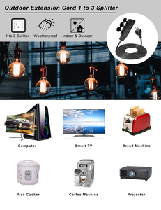 3 Way Outlet Heavy Duty Extensão Soquete 250V 16A Europeia <span class=keywords><strong>Schuko</strong></span> <span class=keywords><strong>Plug</strong></span> 3 Pin H07RN-F 1.0mm2 1.5mm2 Cabo 5M 10M - Product Image 2