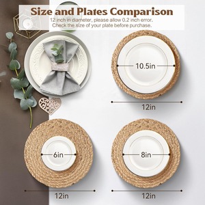 Manteles Individuales Redondos de Bambú Tejido, Estilo Boho, Rústico, Tradicional Chino, No Tóxicos, para Fiestas - Product Image 2