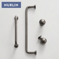 Nurlin laiton massif Antique argent Antique rond arqué poignée armoire boutons armoire porte vestiaire Style rétro tirer