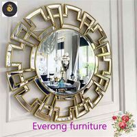 Table console de meubles miroir en acier inoxydable doré de haute qualité EV Guanding avec décor 3D table basse miroir mural