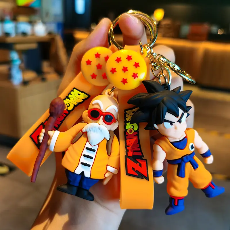 Dibujos animados 3D Pvc Anime Dragon Ball llavero coche llavero bolsa colgante muñeca colgante Goku llavero al por mayor