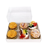 Emballage en papier blanc de boulangerie, boîte-cadeau personnalisée de luxe avec fenêtre à couvercle transparent pour macarons Cupcakes Desserts