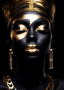Modern <span class=keywords><strong>Deco</strong></span> Gold Jewelry Wall Art Pictures Black Female Portrait Canvas Poster for Home Decor for Living Room and Bedroom - Product Image 5