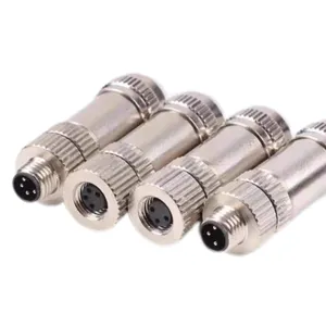 M8 Solderless Assembled Metal Connector 3-core 4-core Waterproof Aviation Plug Gold-plated Signal Docking Straight Head