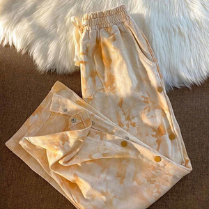 Pantalones KingSen OEM 100% Algodón French Terry Tie Dye con Cintura Elástica, Transpirables, Casuales, de Corte Holgado y Pierna Ancha con Broches Laterales - Product Image 5