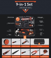 Ensemble d'outils combinés pour la maison, 9 pièces, logo personnalisé en gros, kit cadeau, ensembles d'outils de quincaillerie, boîte avec kit d'outils à main