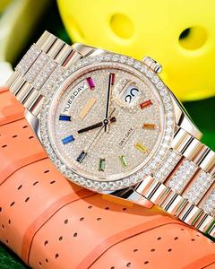 Reloj Majestic de Acero Inoxidable con Esfera Analógica y Piedras de Moissanita Brillantes, Diseñado para una Elegancia y Precisión de Lujo - Product Image 3