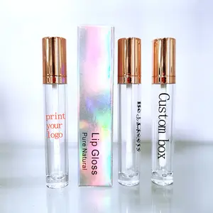 5.5ml Wholesale rose gold ring transparent lip tube round lip balm container lip gloss tubes gold lipstick tube