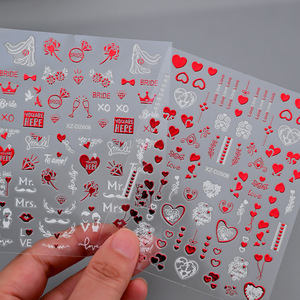 Pegatinas 3D de Plástico Estilo Japonés para Uñas, Diseño de Corazón, Rosa y Flor, Color Rojo y Dorado, Autoadhesivas, para el Día de San Valentín - Product Image 2