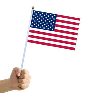 Рекламный флаг, размахивающий вручную, полиэстер с флагштоком, 30x45 см, 100% полиэстер, двухсторонний, на заказ, ручные флаги США - Product Image 1
