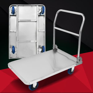 Chariot en acier inoxydable 201 chariot pliant et de manutention chariot entrepôt tirant chariot à plat vente en gros - Product Image 1