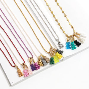 สร้อยคอหมีกัมมี่สไตล์ยุโรปอเมริกัน จี้หมีขนมรูปหัวใจชุบทองยอดนิยมในเกาหลี จี้แฟชั่น - Product Image 1