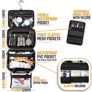 Custom Women Cosmetics Makeup Pouch articoli <span class=keywords><strong>da</strong></span> toeletta <span class=keywords><strong>Organizer</strong></span> Kit Hanging Travel Toiletry Bag Men Travel <span class=keywords><strong>Organizer</strong></span> con 2 staccabili - Product Image 2