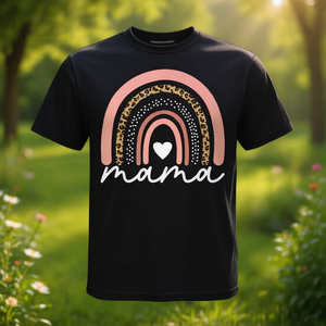 Camiseta Boho Rainbow Mama con estampado de leopardo y corazón para el día de la madre, linda camiseta para mamá - Product Image 3