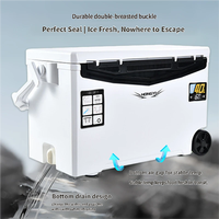 Glacière thermique à roulettes robuste 40L, multifonction, portable, résistante aux chocs, pour la pêche, le camping, les canettes et les aliments