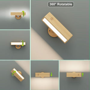 Appliques murales <span class=keywords><strong>LED</strong></span> à piles en bois massif 3000K, lampes murales rechargeables à intensité variable, lampes de chevet à <span class=keywords><strong>coller</strong></span> au mur - Product Image 3