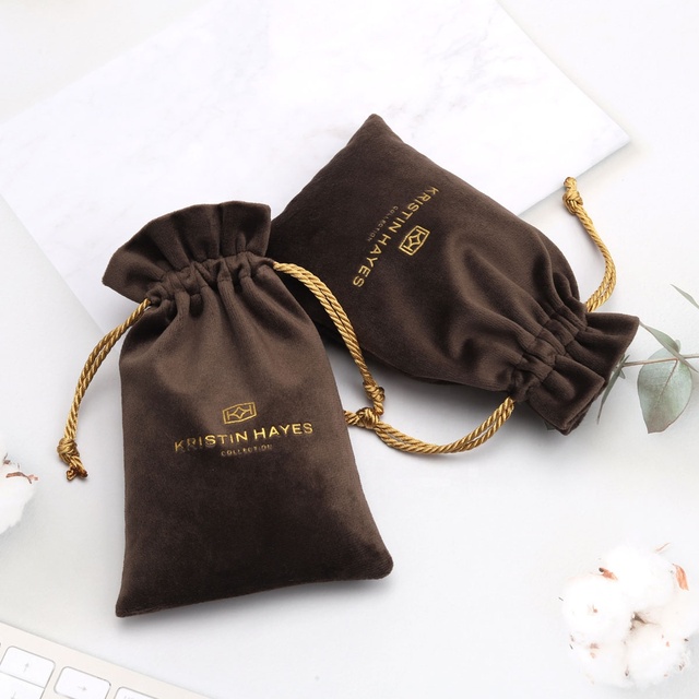 Custom Logo Printed Chocolates Velvet Perfume Storage Dust Bag Soft Small Velvet Drawstring Pouch