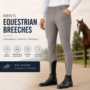 Pantalons d'équitation pour hommes avec grip en silicone aux genoux, extensibles, pour l'entraînement équestre, jodhpurs, logo personnalisé, pantalons de performance - Product Image 1