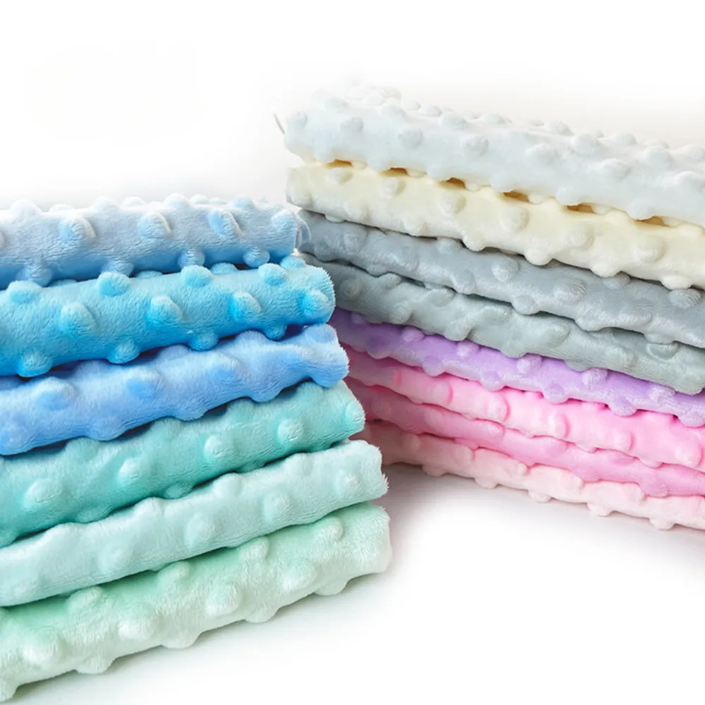 Factory 100%Polyester Plain Dyeing Minky Dot Super Soft Velvet Fabric for Kid Blanket Garment Toy Home Textile