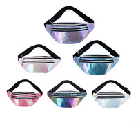 Sac banane holographique imperméable en PU avec ceinture réglable, sac bandoulière unisexe pour le sport, les voyages et la plage