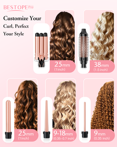 Long baril en céramique professionnel personnalisé baguette de curling à brosse thermique avec logo personnalisé baguette de curling à 5 barils - Product Image 6