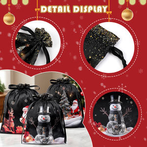 Christmas Candy Custom Satin Promotion Gift Bag with Double Drawstring Storage Bundle - Product Image 2