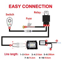 Kit de Cableado para Barra de Luces LED, 2 Cables, Control Remoto Inalámbrico, Cable de Núcleo de 18AWG, Aislamiento de Goma/PVC para Autos y Maquinaria