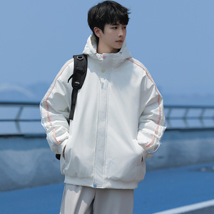 Manteau trench décontracté pour couple, nouvelle collection hiver 2024, résistant au froid, à capuche, trois barres, détail en plumes, polyester et duvet de canard - Product Image 6