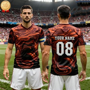 เสื้อฟุตบอลผู้ชาย OEM ผ้าโพลีเอสเตอร์ 100% แขนสั้น แห้งเร็ว ระบายอากาศดี ชุดฝึกซ้อม ชุดกีฬาแบบกำหนดเองได้ F00 - Product Image 5