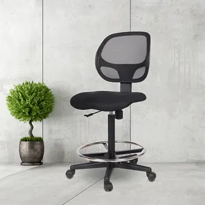 Tabouret de bureau ergonomique sans accoudoirs, chaise de caisse, à utiliser dans un banque, noir en maille