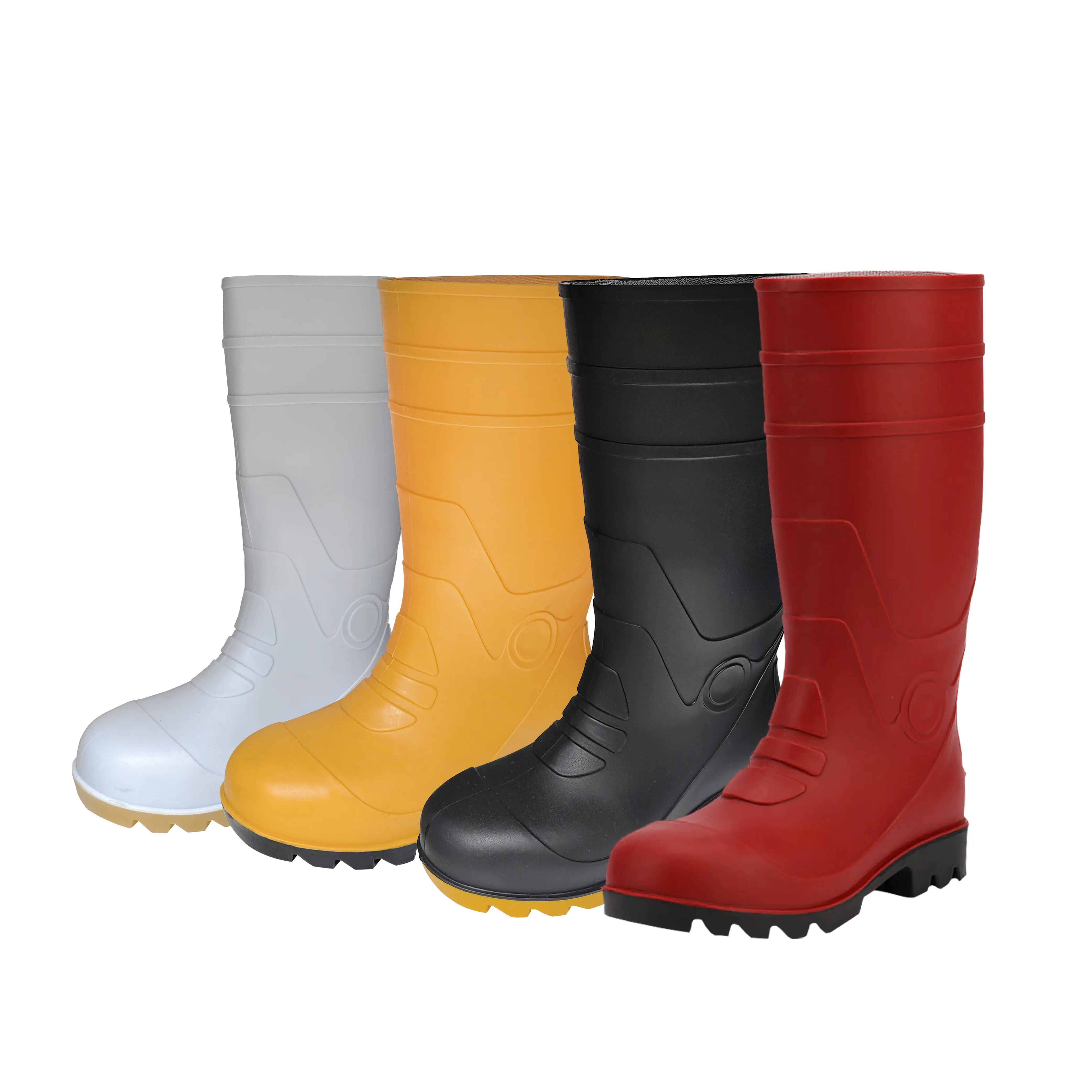 Botas de lluvia de pvc impermeables para hombres, botas de seguridad para adultos, baratas, para agricultura, Color Rojo