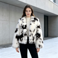 Manteau élégant pour femme en fausse fourrure de renard, imperméable, écologique, imprimé léopard, fabrication sur mesure, vente en gros
