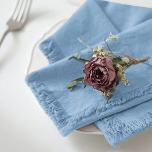 Serviettes en coton sarcelle en lin, brodées et imprimées élégantes, personnalisables et faites à la main pour mariages, tables, avions, hôtels - Product Image 6