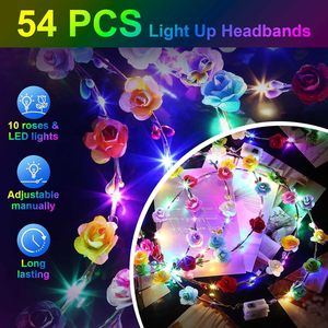 Guirnalda de Flores de Papel con 10 Luces LED, Guirnalda de Flores de Espuma Brillante, Diadema de Ratán Colorida, Guirnalda de Flores con Luces LED - Product Image 2