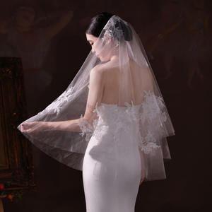 Nouveau <span class=keywords><strong>voile</strong></span> en dentelle pour la mariée, style studio, photos d'exemple, séance photo de mariage, <span class=keywords><strong>voile</strong></span> haute transparence couvrant le visage - Product Image 2