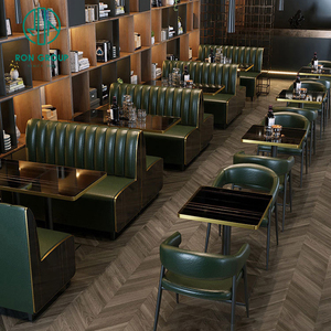Ensemble Mobilier Carré <span class=keywords><strong>de</strong></span> Luxe pour Hôtel, <span class=keywords><strong>Restaurant</strong></span>, Bar Café, Salon <span class=keywords><strong>de</strong></span> Thé Commercial : Banquette en Cuir Marbré, <span class=keywords><strong>Table</strong></span> et Chaises - Product Image 1